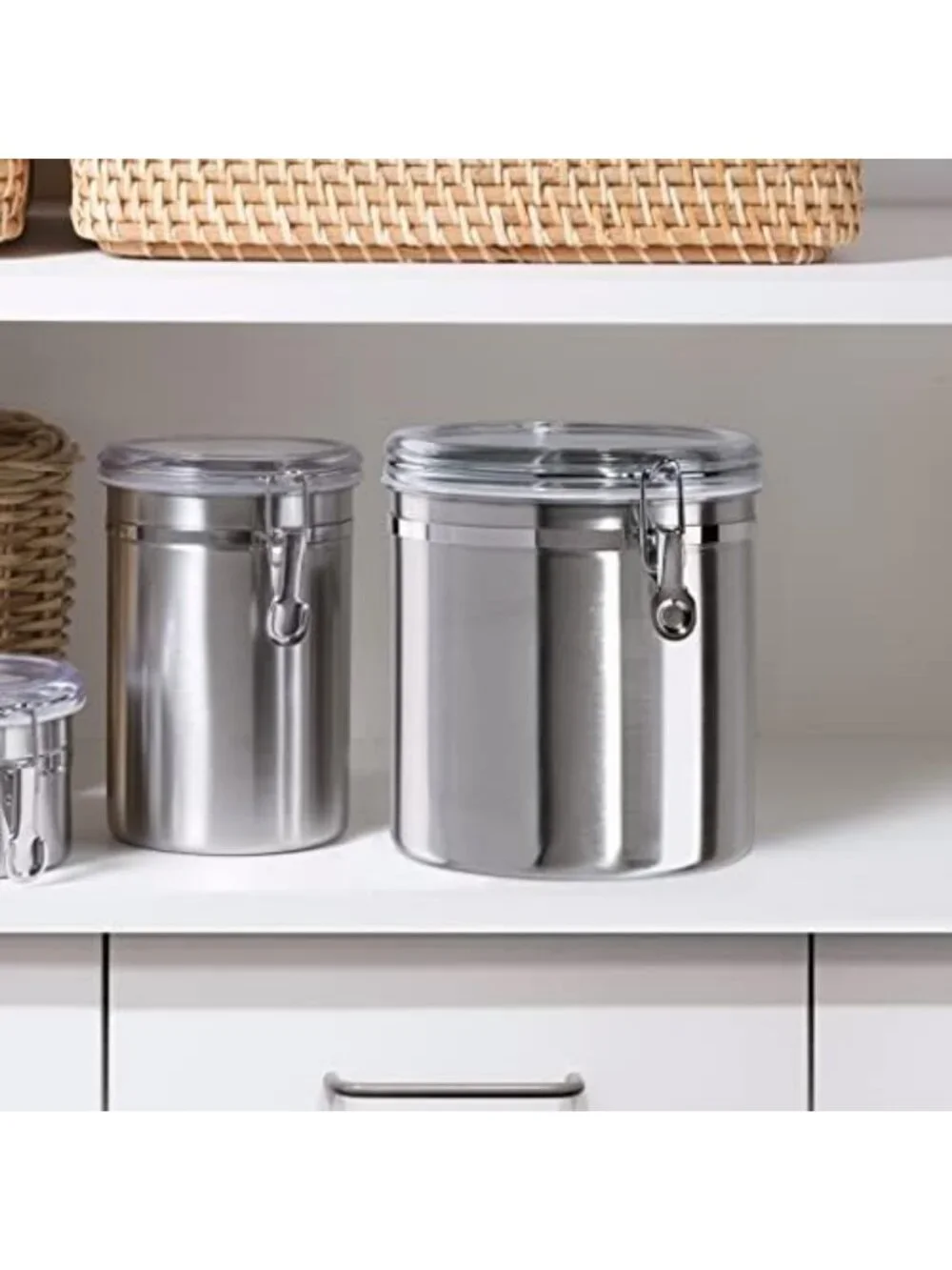 Airtight Stainless Steel Kitchen Canister 62oz - Clear Lid for Food & Pantry